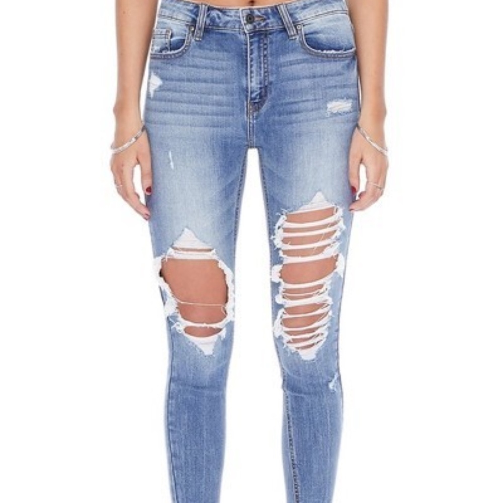 Clara High Rise Skinny Crop Distressed